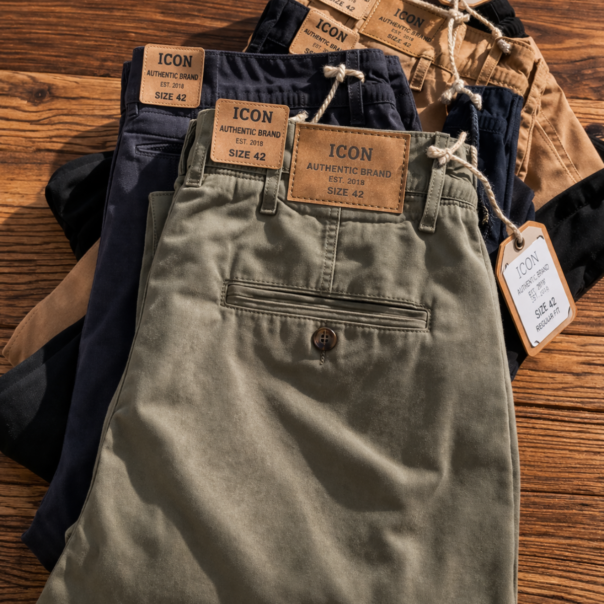 Acabado premium del pantalón de sarga