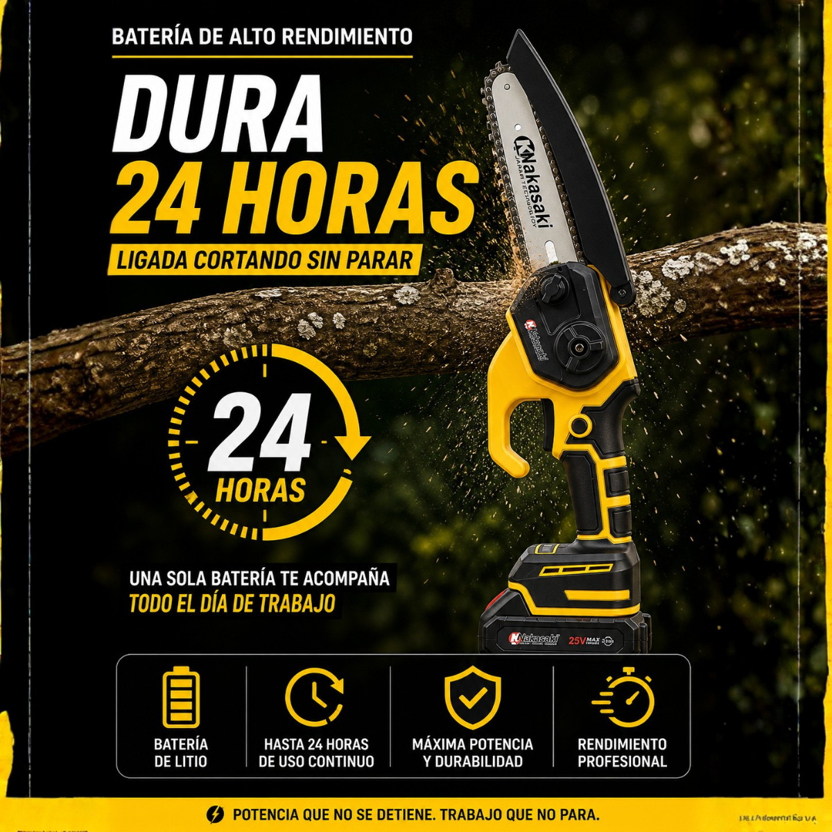 Motosierra eléctrica portátil en uso