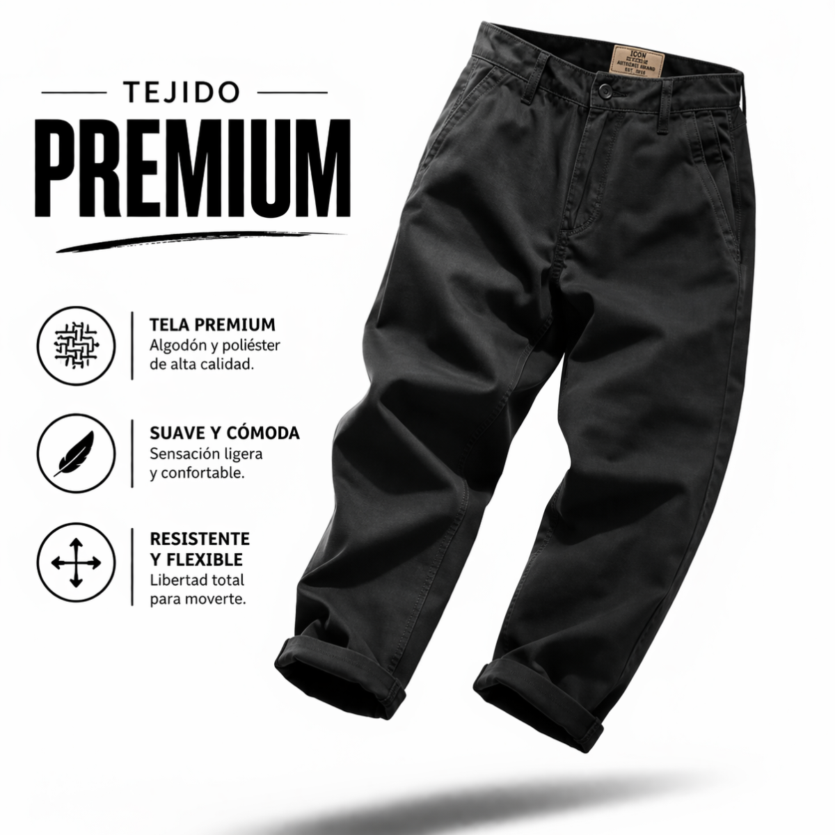 Pantalón de sarga con estilo imponente