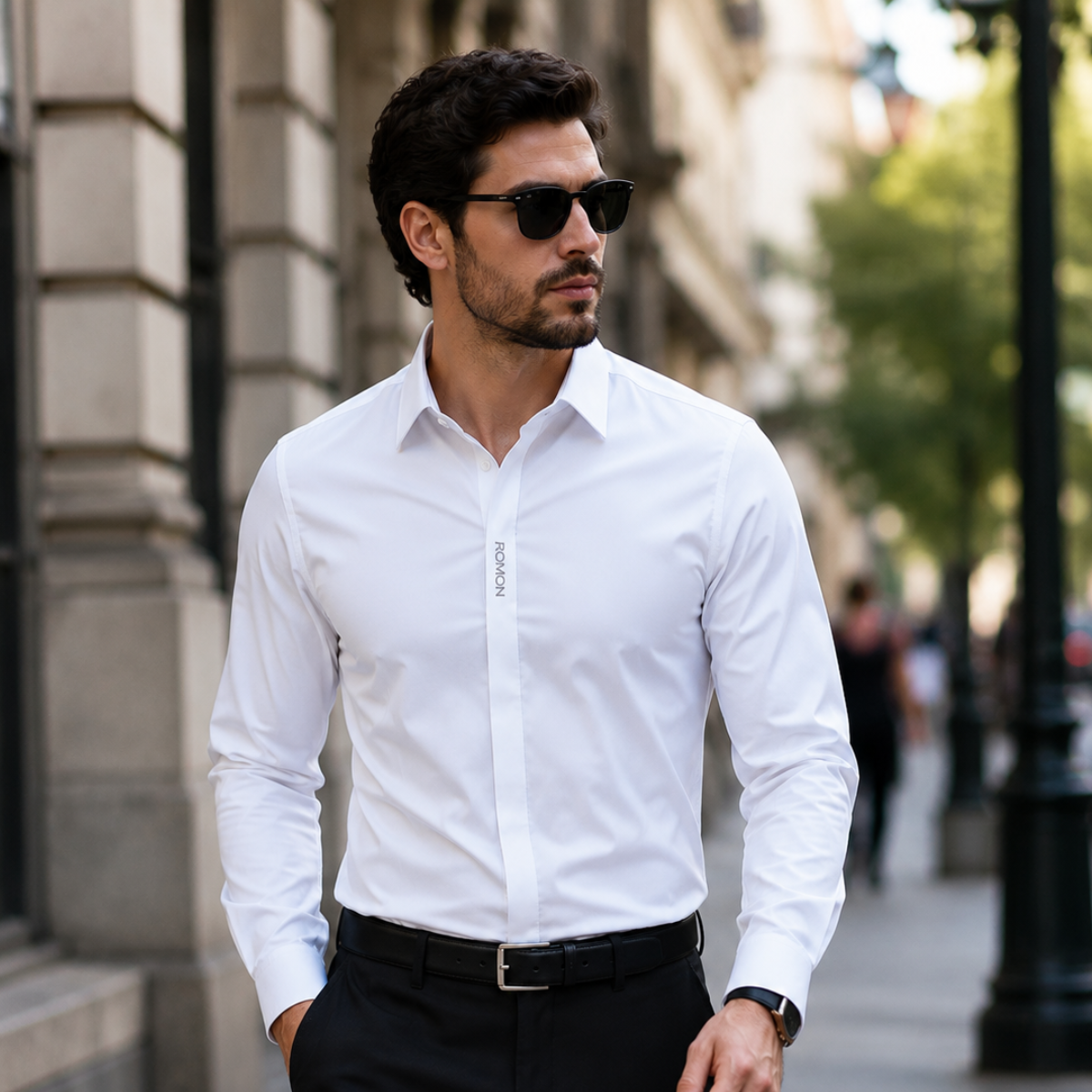 Camisa Masculina Elite de Seda Fría y Elastano