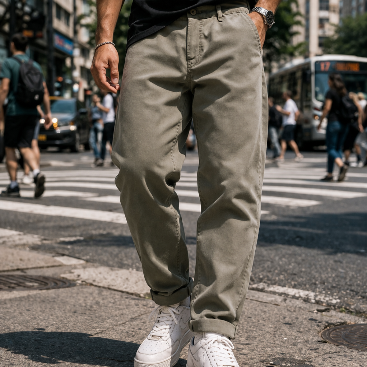 Pantalón masculino de sarga premium